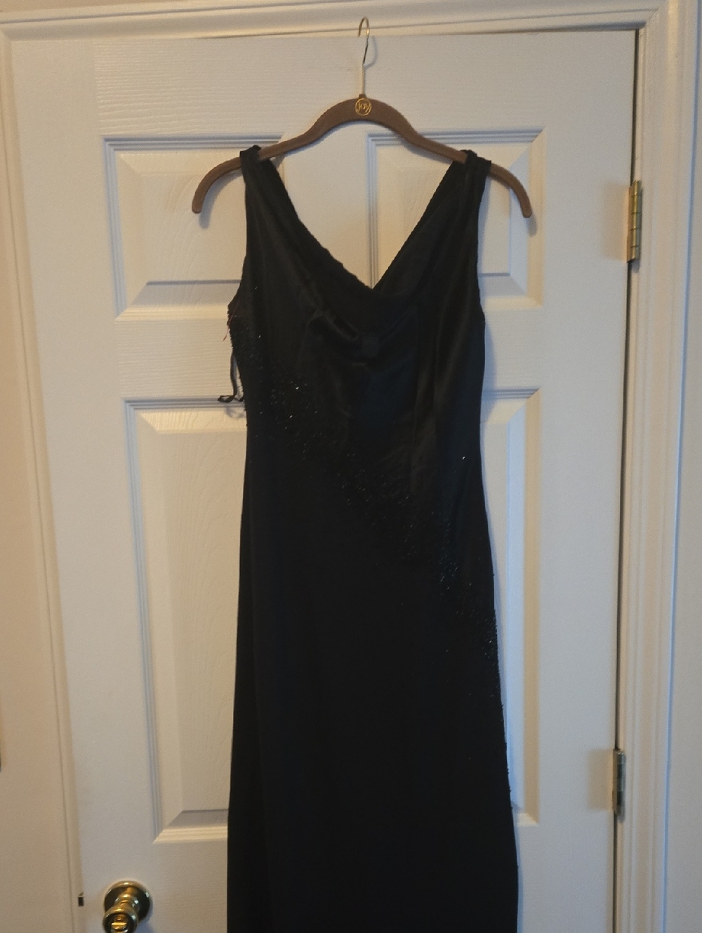 Jones New York Black Beaded V-Neck Maxi Dress
